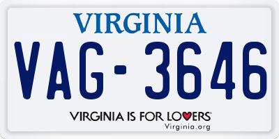 VA license plate VAG3646
