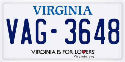 VA license plate VAG3648