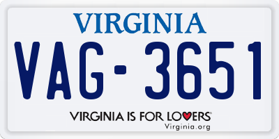VA license plate VAG3651