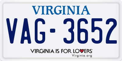 VA license plate VAG3652