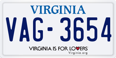 VA license plate VAG3654