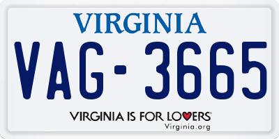 VA license plate VAG3665
