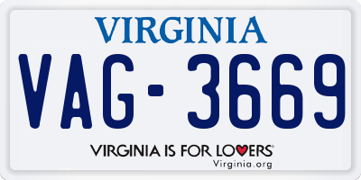 VA license plate VAG3669