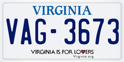 VA license plate VAG3673