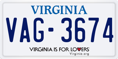 VA license plate VAG3674