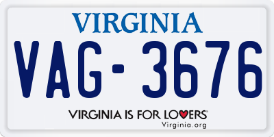 VA license plate VAG3676