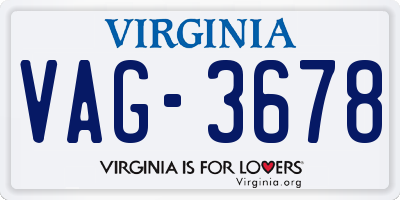 VA license plate VAG3678