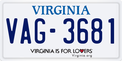 VA license plate VAG3681