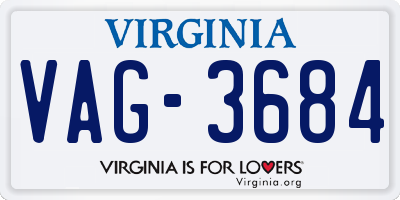 VA license plate VAG3684
