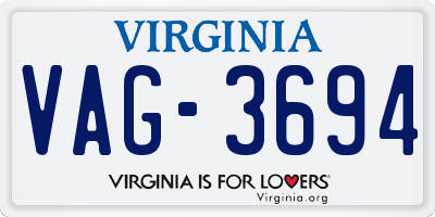 VA license plate VAG3694