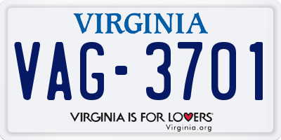 VA license plate VAG3701