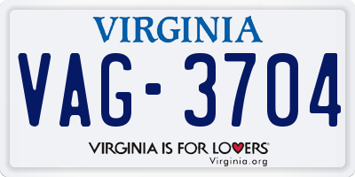 VA license plate VAG3704