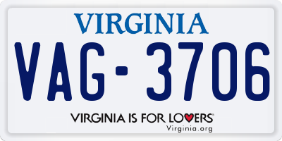 VA license plate VAG3706