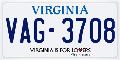 VA license plate VAG3708