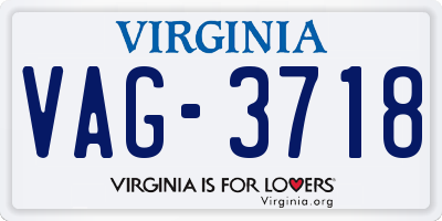 VA license plate VAG3718