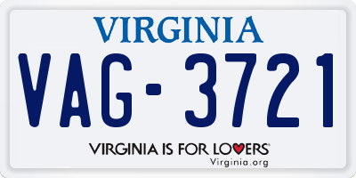 VA license plate VAG3721