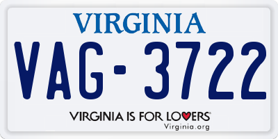 VA license plate VAG3722