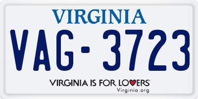 VA license plate VAG3723
