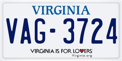 VA license plate VAG3724