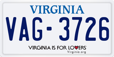 VA license plate VAG3726