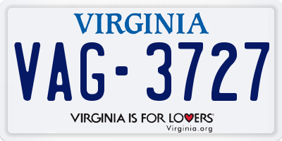 VA license plate VAG3727