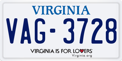 VA license plate VAG3728