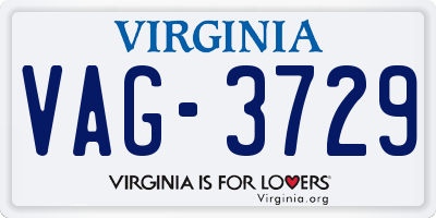 VA license plate VAG3729