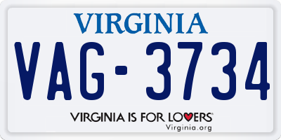 VA license plate VAG3734