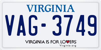 VA license plate VAG3749