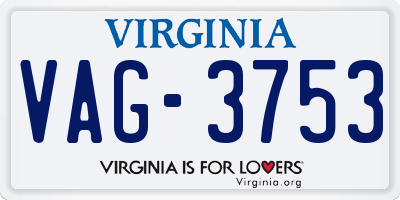 VA license plate VAG3753
