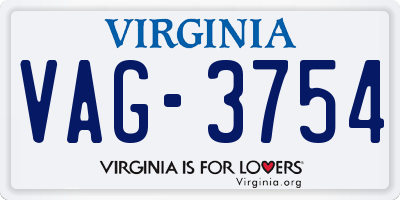 VA license plate VAG3754