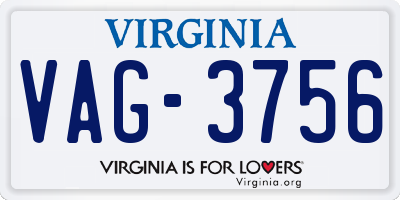 VA license plate VAG3756