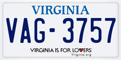 VA license plate VAG3757