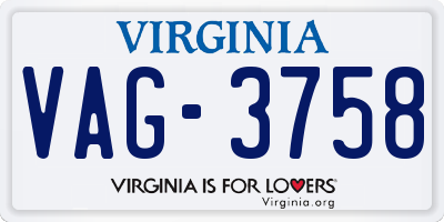 VA license plate VAG3758