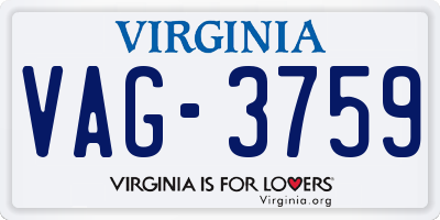 VA license plate VAG3759