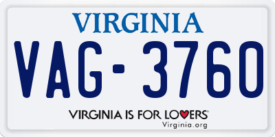 VA license plate VAG3760