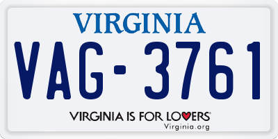VA license plate VAG3761