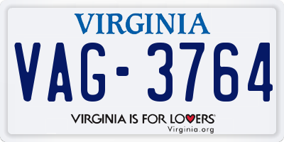 VA license plate VAG3764