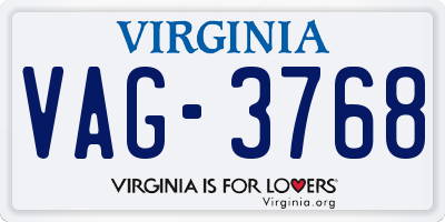 VA license plate VAG3768
