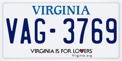 VA license plate VAG3769