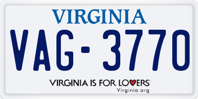 VA license plate VAG3770