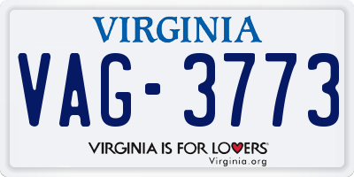 VA license plate VAG3773