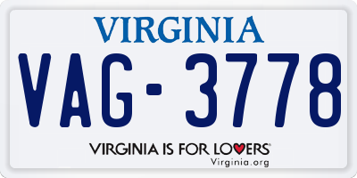 VA license plate VAG3778