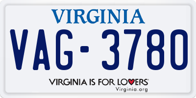 VA license plate VAG3780