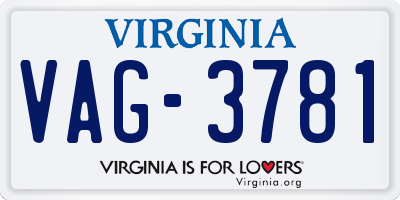 VA license plate VAG3781