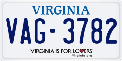 VA license plate VAG3782