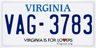 VA license plate VAG3783