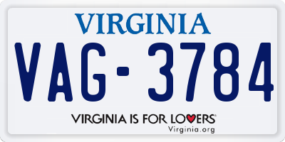 VA license plate VAG3784