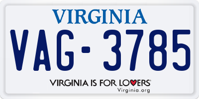VA license plate VAG3785