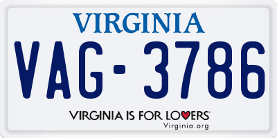 VA license plate VAG3786